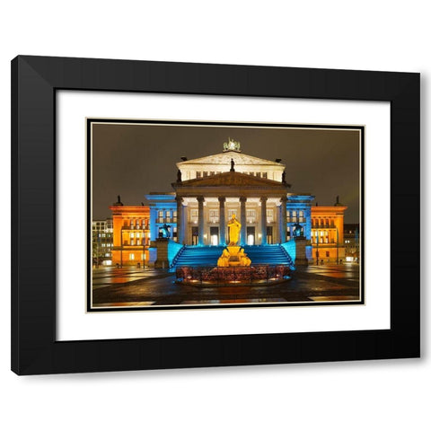 Schauspielhaus Black Modern Wood Framed Art Print with Double Matting by Fischer, Rolf