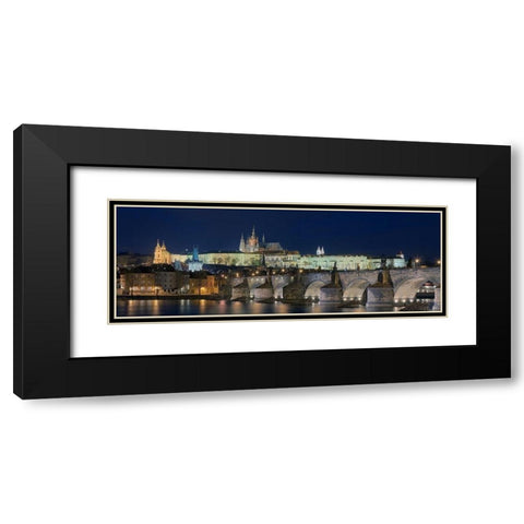 Prag Karlsbrucke Black Modern Wood Framed Art Print with Double Matting by Fischer, Rolf