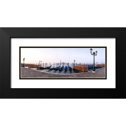 Gondeln in Venedig Black Modern Wood Framed Art Print with Double Matting by Fischer, Rolf