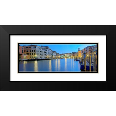 Venedig Rialto Brucke Black Modern Wood Framed Art Print with Double Matting by Fischer, Rolf