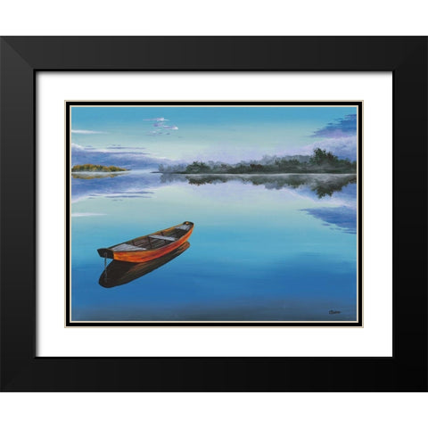 Ruhe am Morgen Black Modern Wood Framed Art Print with Double Matting by Richter, Cornelia