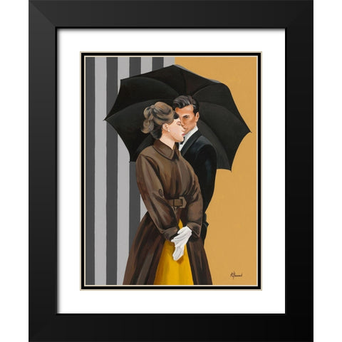 Duo I Black Modern Wood Framed Art Print with Double Matting by Bernard, Anne