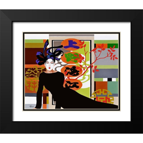 Mikado Black Modern Wood Framed Art Print with Double Matting by Bernard, Anne