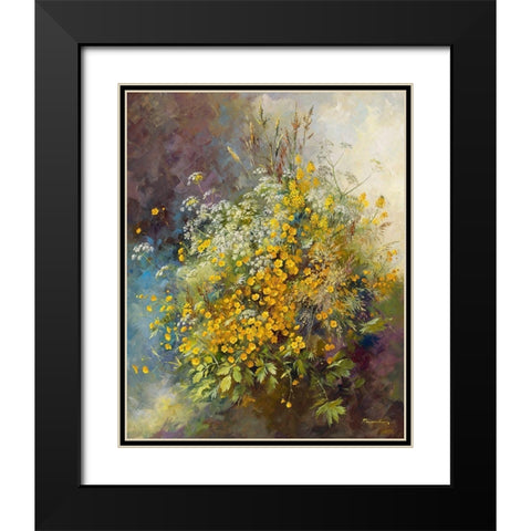 Bouton-d or Black Modern Wood Framed Art Print with Double Matting by Messely, Paul