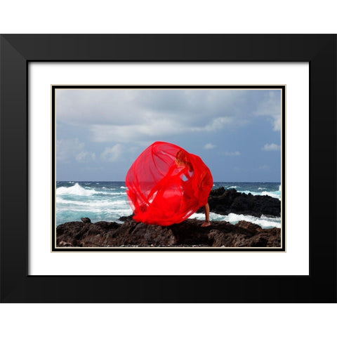 Fireball Black Modern Wood Framed Art Print with Double Matting by Westfield, Wim