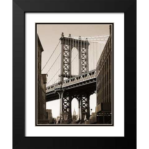 Manhattan Bridge Black Modern Wood Framed Art Print with Double Matting by Terrible, Aurelien