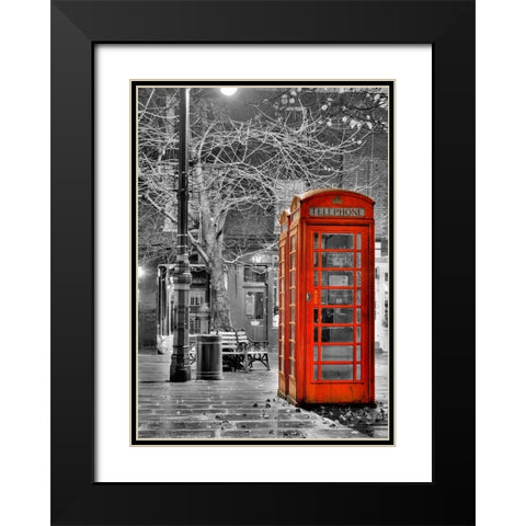 London Phone Black Modern Wood Framed Art Print with Double Matting by Terrible, Aurelien