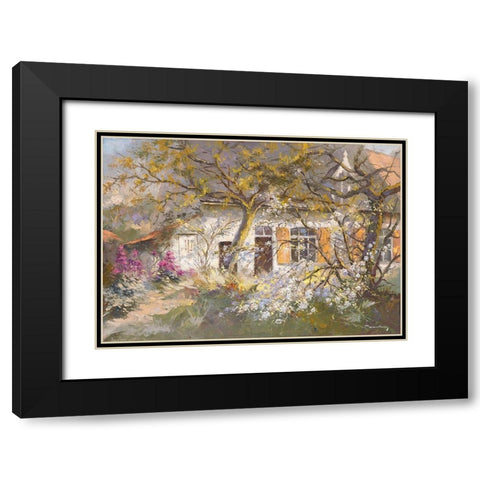 Fleur de cerisier Black Modern Wood Framed Art Print with Double Matting by Messely, Paul