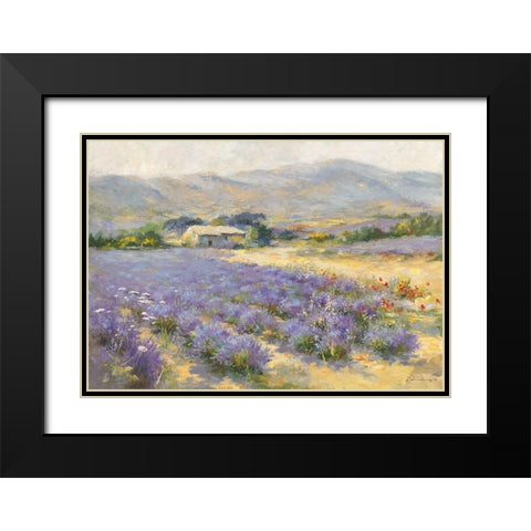 Champ de lavande Black Modern Wood Framed Art Print with Double Matting by Messely, Paul