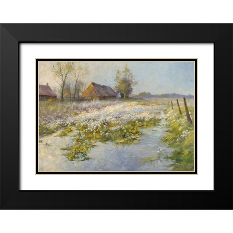 Paysage Black Modern Wood Framed Art Print with Double Matting by Messely, Paul