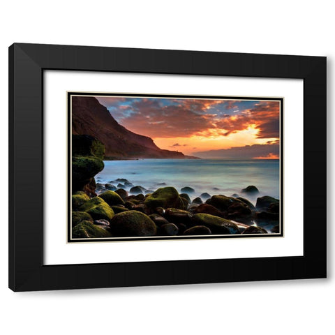 Teneriffa Brandung Black Modern Wood Framed Art Print with Double Matting by Ernemann, Lothar