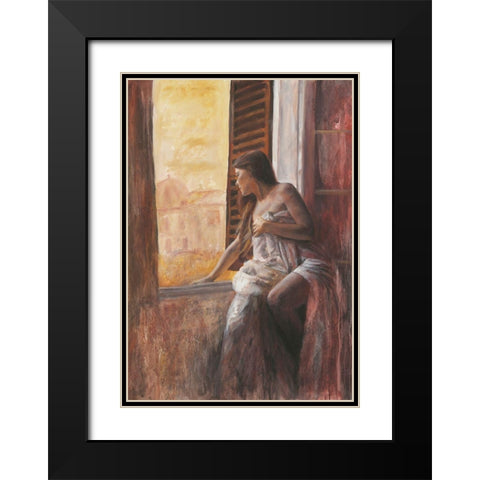 Loveno Black Modern Wood Framed Art Print with Double Matting by van den Bogerd, Escha