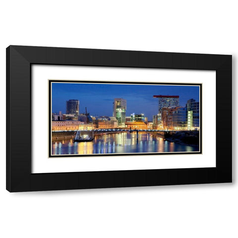 Medienhafen Dusseldorf Black Modern Wood Framed Art Print with Double Matting by Fischer, Rolf