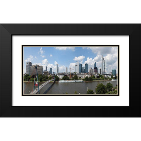 Skyline Frankfurt Panorama Black Modern Wood Framed Art Print with Double Matting by Fischer, Rolf