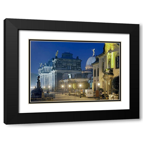 Dresden Bruhler Terrassen Black Modern Wood Framed Art Print with Double Matting by Fischer, Rolf