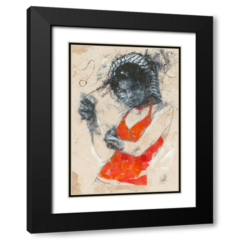 Playing with the Curls Black Modern Wood Framed Art Print with Double Matting by Longo, Massimiliano
