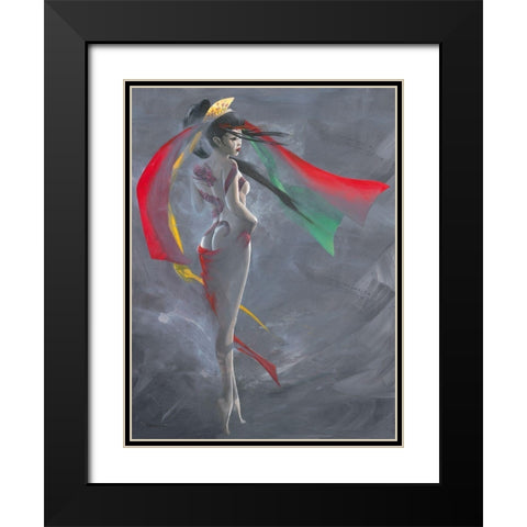 Geisha III Black Modern Wood Framed Art Print with Double Matting by Cazal, Cedric