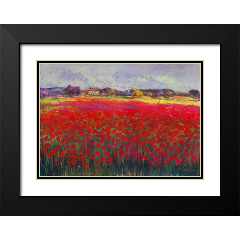 Mohnfeld Black Modern Wood Framed Art Print with Double Matting by Camargo, Jesus P.