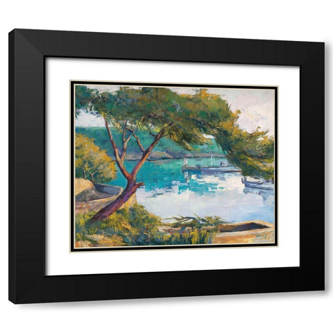 Cala Figuera Black Modern Wood Framed Art Print with Double Matting by Camargo, Jesus P.