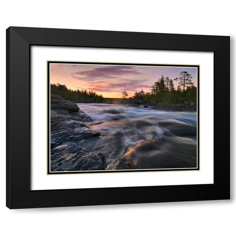 Voxnan River Black Modern Wood Framed Art Print with Double Matting by Strand, Hans