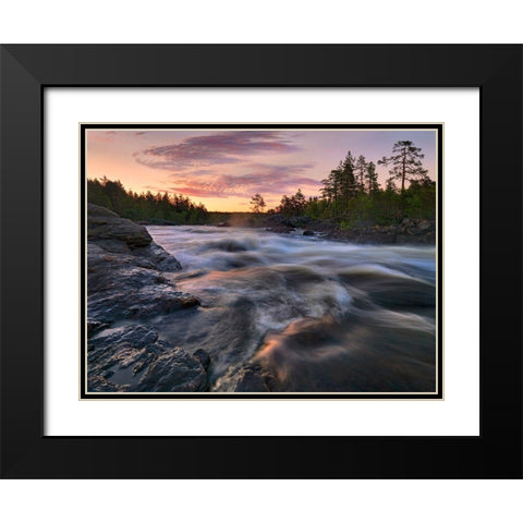 Voxnan River Black Modern Wood Framed Art Print with Double Matting by Strand, Hans