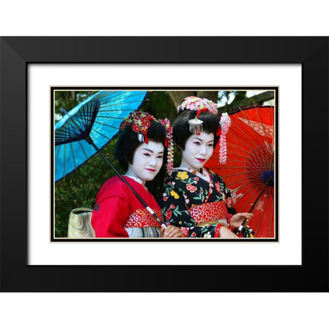 Geisha Smile Black Modern Wood Framed Art Print with Double Matting by Weber, Matthias