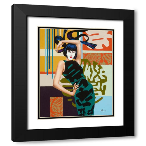 Chika Black Modern Wood Framed Art Print with Double Matting by Bernard, Anne