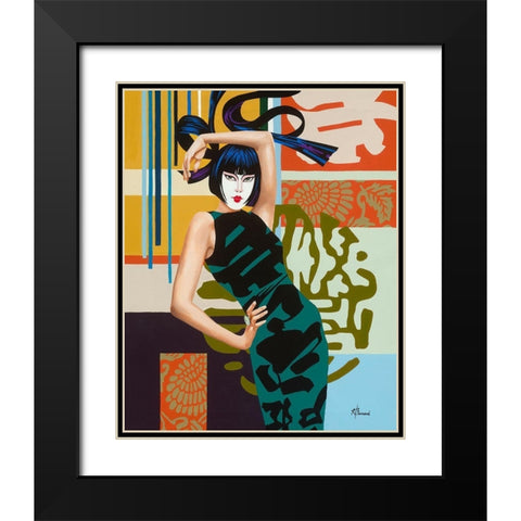 Chika Black Modern Wood Framed Art Print with Double Matting by Bernard, Anne