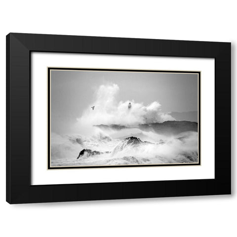 Storm in Cantabria Black Modern Wood Framed Art Print with Double Matting by Cano, Marina