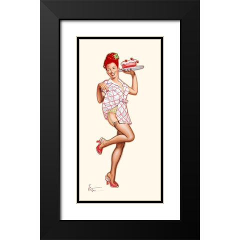 Avec des fraises Black Modern Wood Framed Art Print with Double Matting by Hitte, Patrick