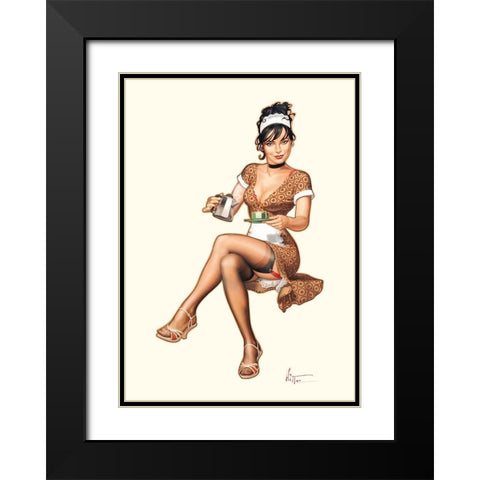The ou cafe Black Modern Wood Framed Art Print with Double Matting by Hitte, Patrick