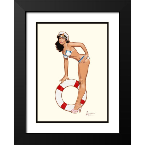 Captain Pin-up Black Modern Wood Framed Art Print with Double Matting by Hitte, Patrick