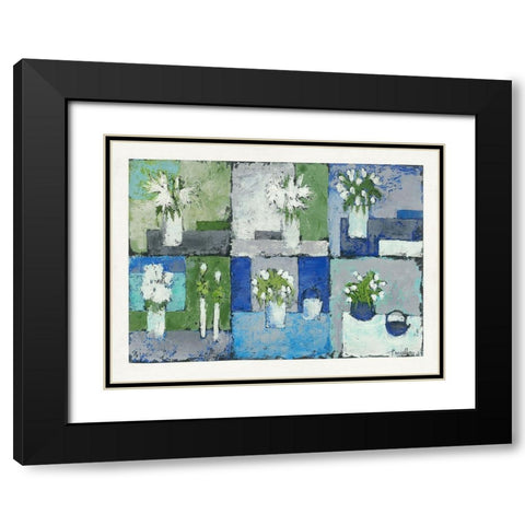 Fleurs en harmonie Black Modern Wood Framed Art Print with Double Matting by Persillon, Francoise