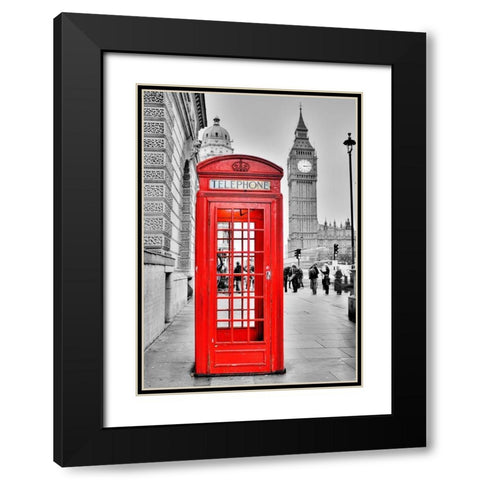 London Phone Black Modern Wood Framed Art Print with Double Matting by Terrible, Aurelien