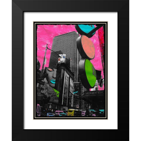 Times Square Black Modern Wood Framed Art Print with Double Matting by Simonutti, Riccardo