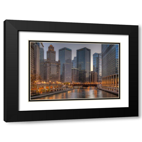 Peaceful Chicago Black Modern Wood Framed Art Print with Double Matting by Terrible, Aurelien