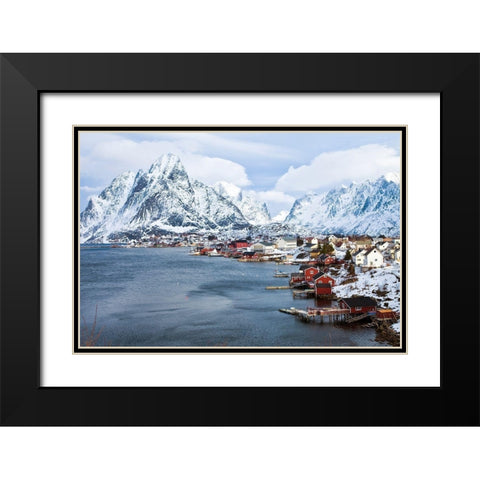 Reine Lofoten im Winter Black Modern Wood Framed Art Print with Double Matting by Fischer, Rolf