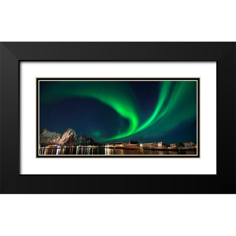 Nordlicht in Svolvaer Lofoten Black Modern Wood Framed Art Print with Double Matting by Fischer, Rolf