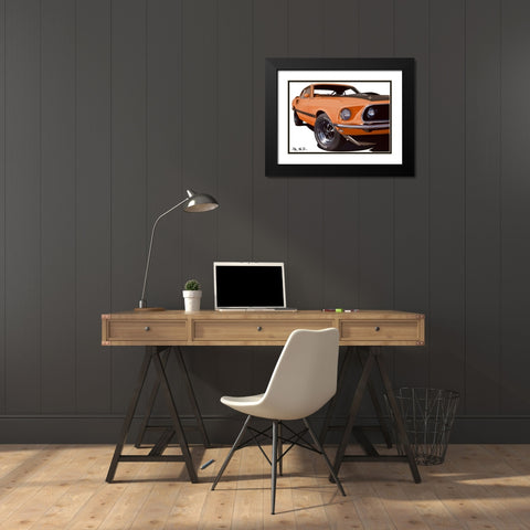 MACH I Orange Black Modern Wood Framed Art Print with Double Matting by Strapelias - PR, Pierre