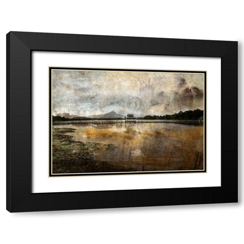 Un pont en reve Black Modern Wood Framed Art Print with Double Matting by Le Visage, J-M