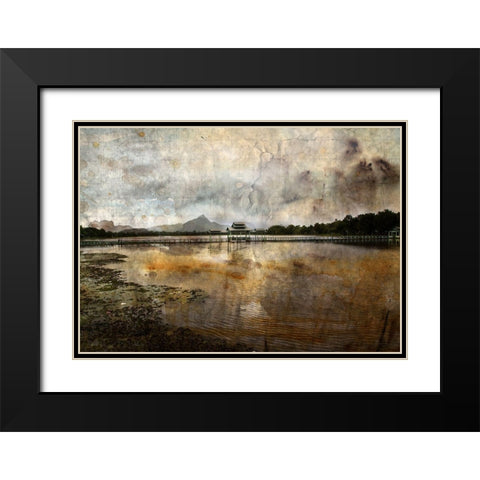 Un pont en reve Black Modern Wood Framed Art Print with Double Matting by Le Visage, J-M