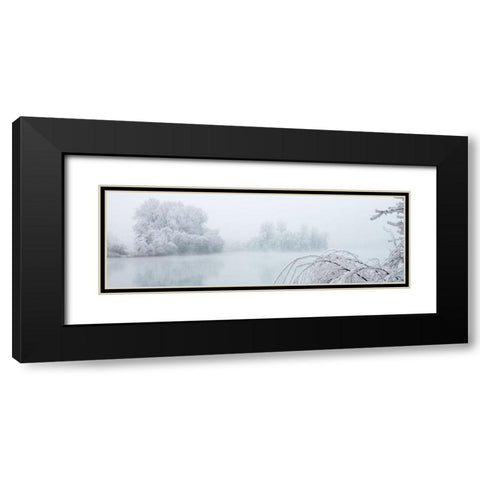 Winterlandschaft II Black Modern Wood Framed Art Print with Double Matting by Hillert, Peter