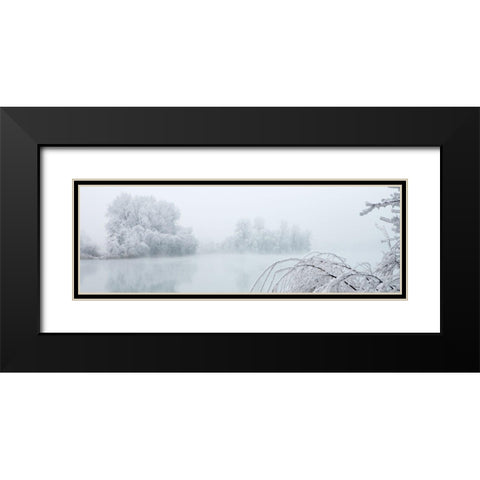 Winterlandschaft II Black Modern Wood Framed Art Print with Double Matting by Hillert, Peter