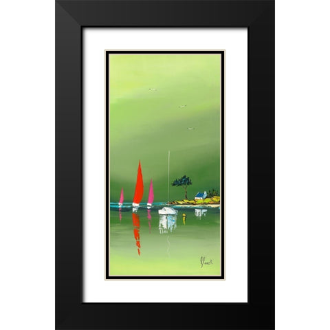 L abri cotier Black Modern Wood Framed Art Print with Double Matting by Flanet, Frederic