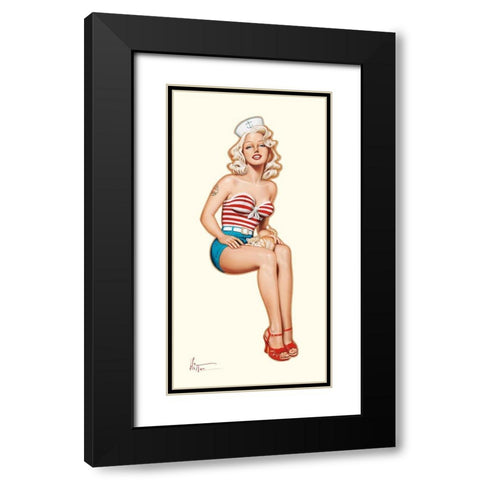 Mousse a chat Black Modern Wood Framed Art Print with Double Matting by Hitte, Patrick