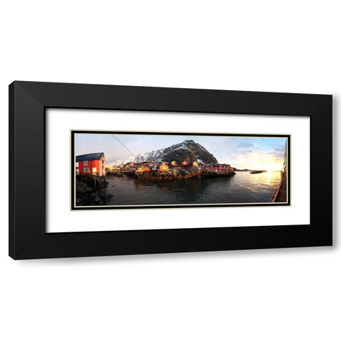Alte Fischerhutten - Lofoten - Panorama Black Modern Wood Framed Art Print with Double Matting by Fischer, Rolf