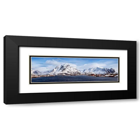 Lofoten Reine Panorama Detail Black Modern Wood Framed Art Print with Double Matting by Fischer, Rolf