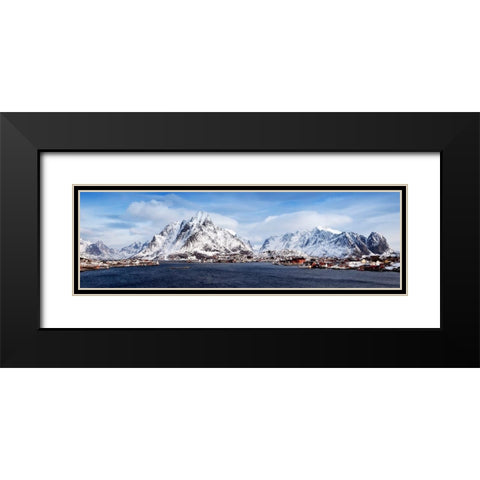 Lofoten Reine Panorama Detail Black Modern Wood Framed Art Print with Double Matting by Fischer, Rolf