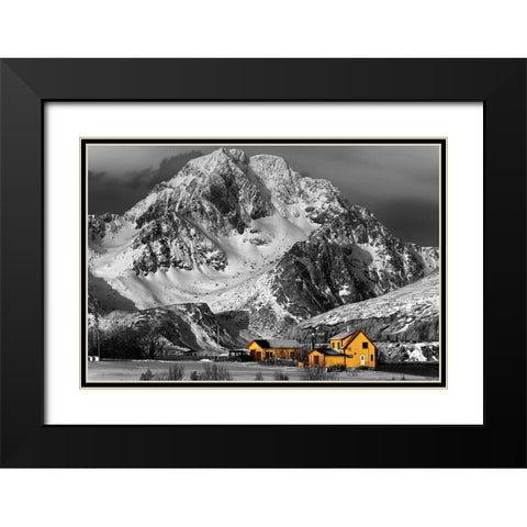 Lofoten Gelben Hauser Black Modern Wood Framed Art Print with Double Matting by Fischer, Rolf