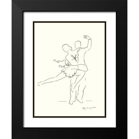 Lets Dance Black Modern Wood Framed Art Print with Double Matting by Schneider, Rosy